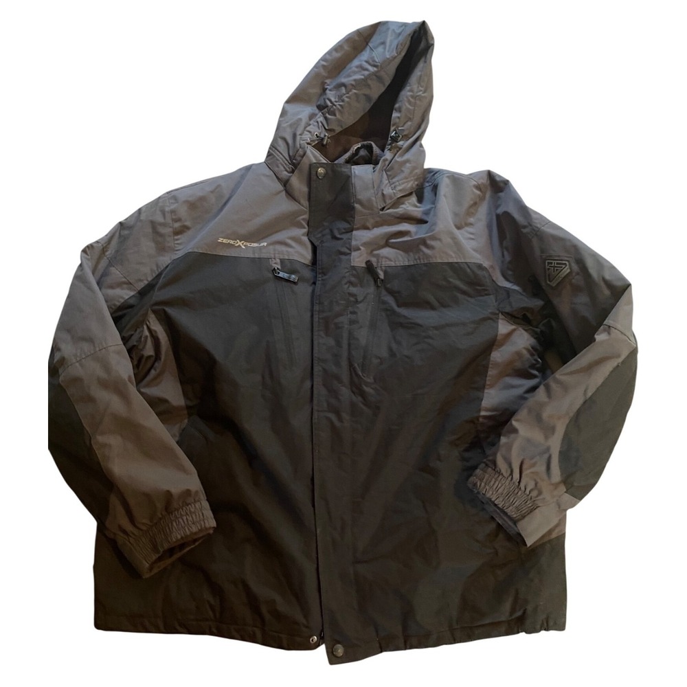 ZeroXposur Mens 3X Water-Repellent Hooded Jacket Black Gray 3-in-1 Ski + Fleece